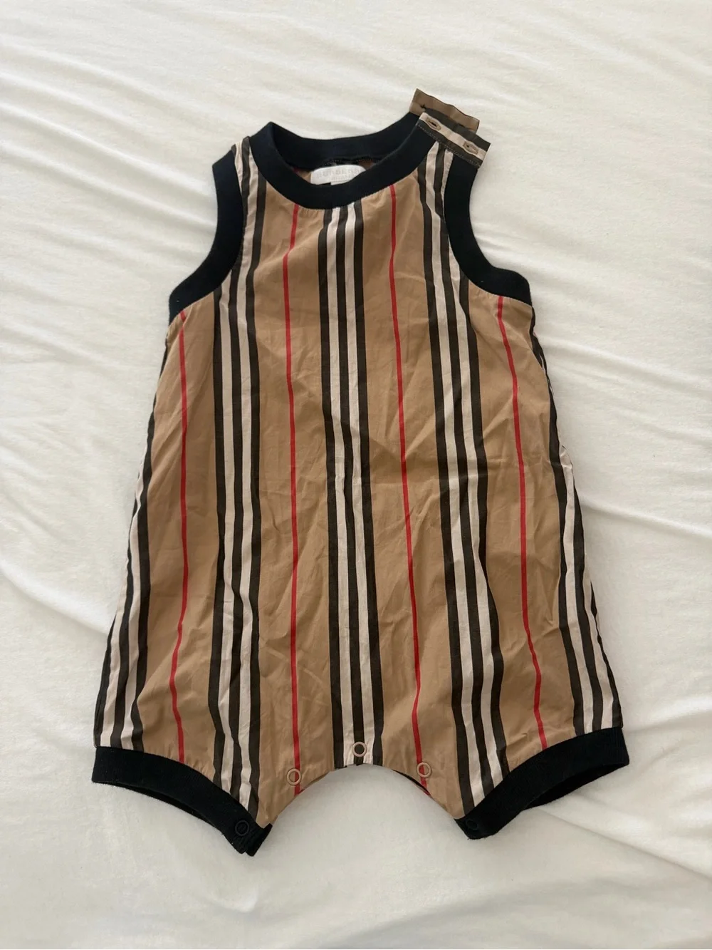 Burberry Black and Beige Striped Trim Tank Top
